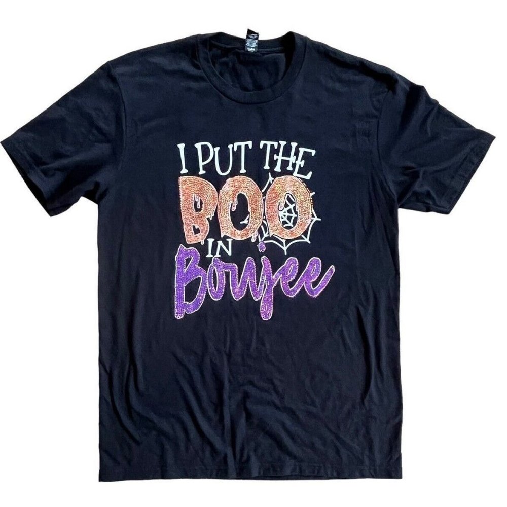 Womens Boo In Boujee Shirt Funny Spooky Halloween Spider Tee Crew Neck Short